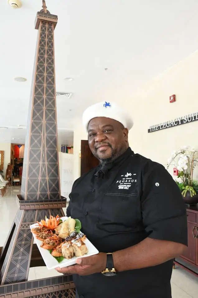 Jamaica Pegasus Executive Chef Mark Cole presents an array of items from his Olympics menu.Joseph Wellington