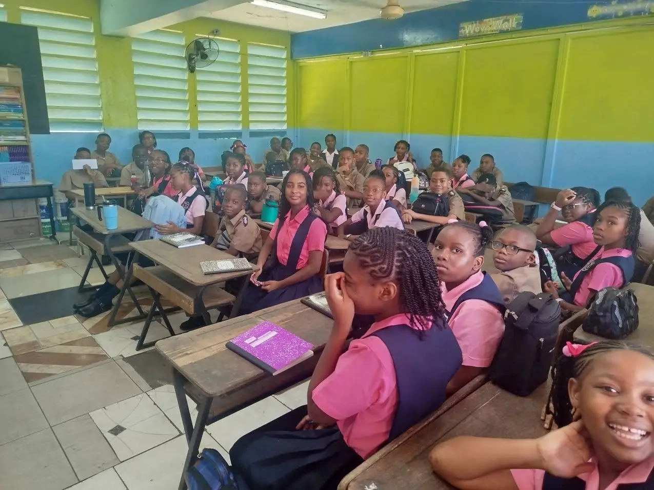 Grade six students at Corinaldi Avenue Primary School in Montego Bay on the first day of the new school year.